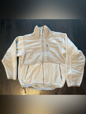 The North Face Light Gray Puffer Jacket with White Logo